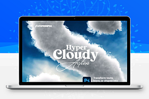 真实逼真云层云彩云朵天空质感3D立体字体PS特效动作Hyper Cloudy – Realistic Cloud Effect for Texts and Logos