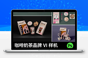 咖啡店豆奶茶饮品VI品牌PS样机提案展示外卖包装贴图模版设计素材