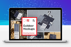 PS高级户外场景名片画册传单广告牌手提袋灯箱样机海报品牌设计展示智能贴图25套Outdoor Branding Mockups