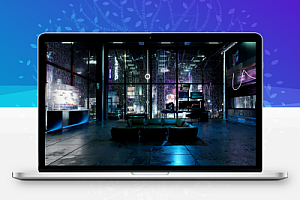 Blender赛博朋克室内阁楼客厅场景房屋建筑雨夜3D模型设计素材