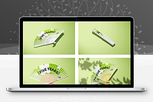 中式潮流折扇PS样机展示文创毕业设计VI智能贴效果图素材17款