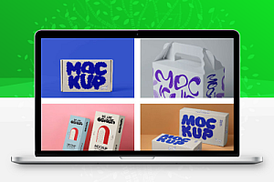 高级纸盒水杯纸杯食品打包盒VI文创贴图PS样机模板设计素材50款