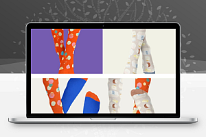 时尚腿模长筒袜子印花图案VI效果展示PS样机贴图模板设计素材9款